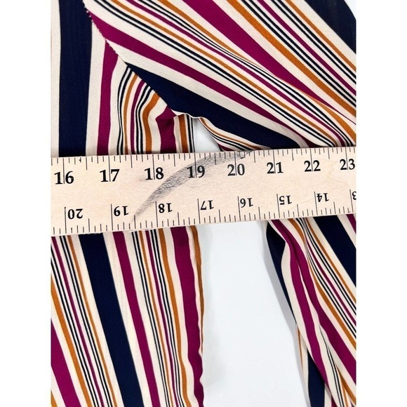 Hiatus Multicolor Button Front Striped Blouse Long Sleeve Tie Hem Womens Medium - Picture 3 of 8